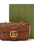 Azalea Calfskin Matelasse Diagonal Super Mini GG Marmont Shoulder Bag Cuir