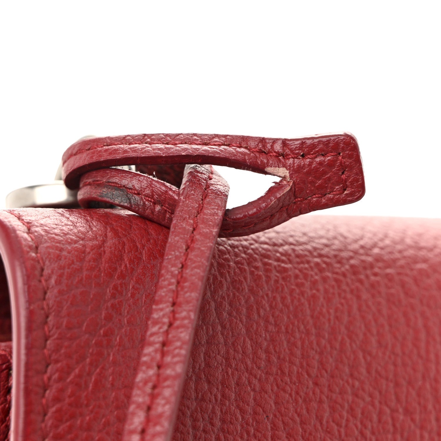 Grained Calfskin Medium Monogram Sunset Satchel Red