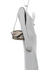 Vitello King Beaded Zucca Baguette Mogano Panna Ebano