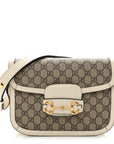 GG Supreme Monogram Horsebit 1955 Shoulder Bag Beige Mystic White