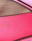 GG Supreme Monogram Textured Dollar Calfskin Web Ophidia Small Crossbody Bag Beige Ebony Fuchsia