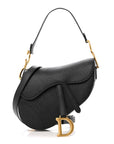 Grained Calfskin Saddle Bag With Strap Black