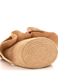 Raffia Calfskin Paulas Ibiza Balloon Ruffle Basket Tote Bag Natural Tan