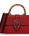 Dollar Calfskin Crystal Web Medium Dionysus Bamboo Top Handle Bag Hibiscus Red Black Diamond