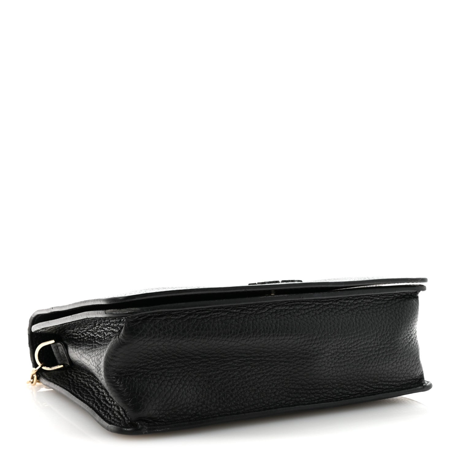 Grained Calfskin Embossed Medusa Flap Bag Black