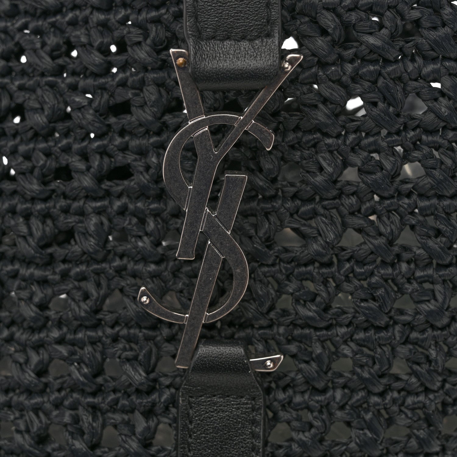 Raffia Monogram Le 5 A 7 Medium Tote Black