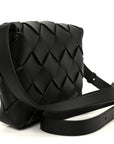Grained Calfskin Intreccio Small Diago Crossbody Bag Black