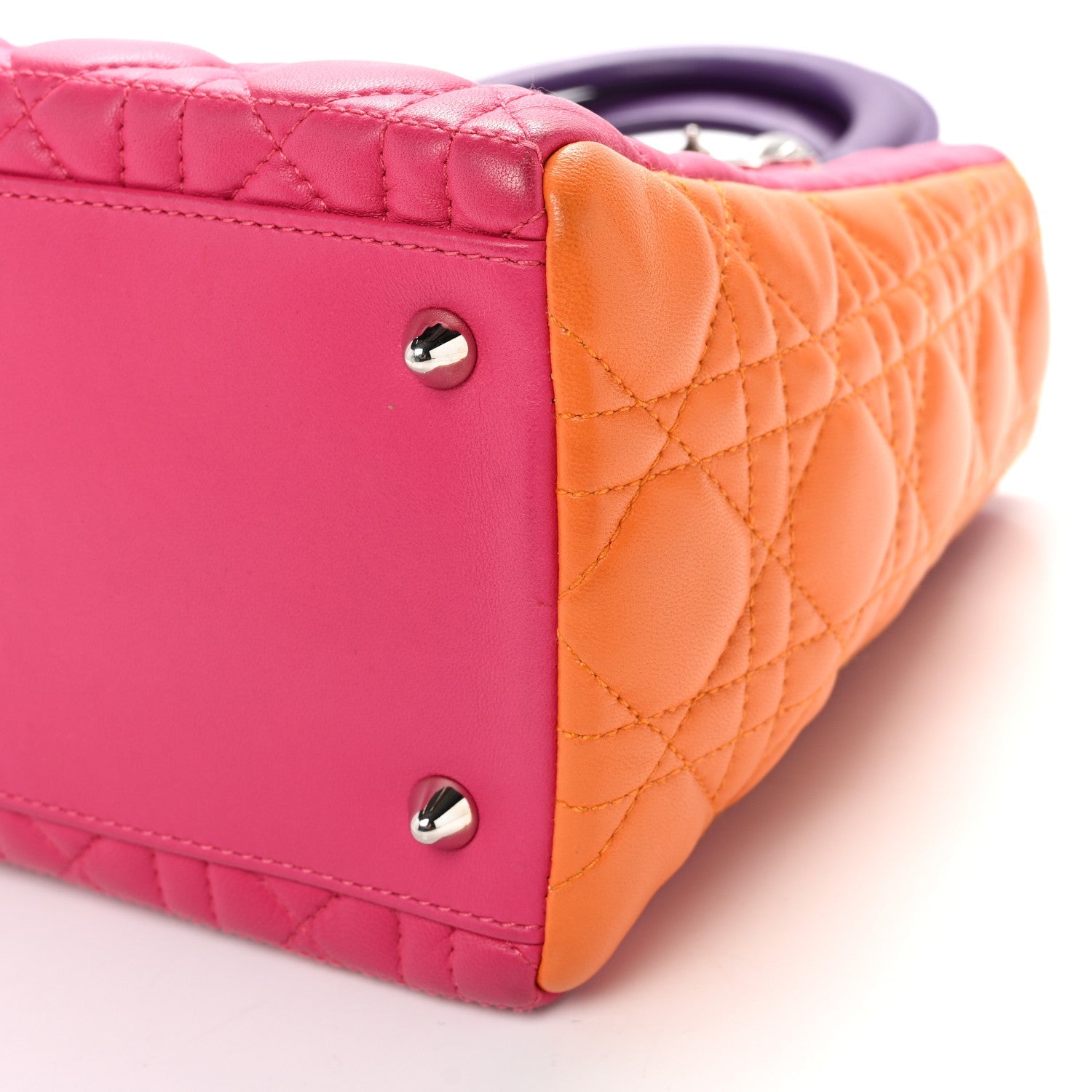 Lambskin Cannage Medium Tri-Color Lady D1OR Pink