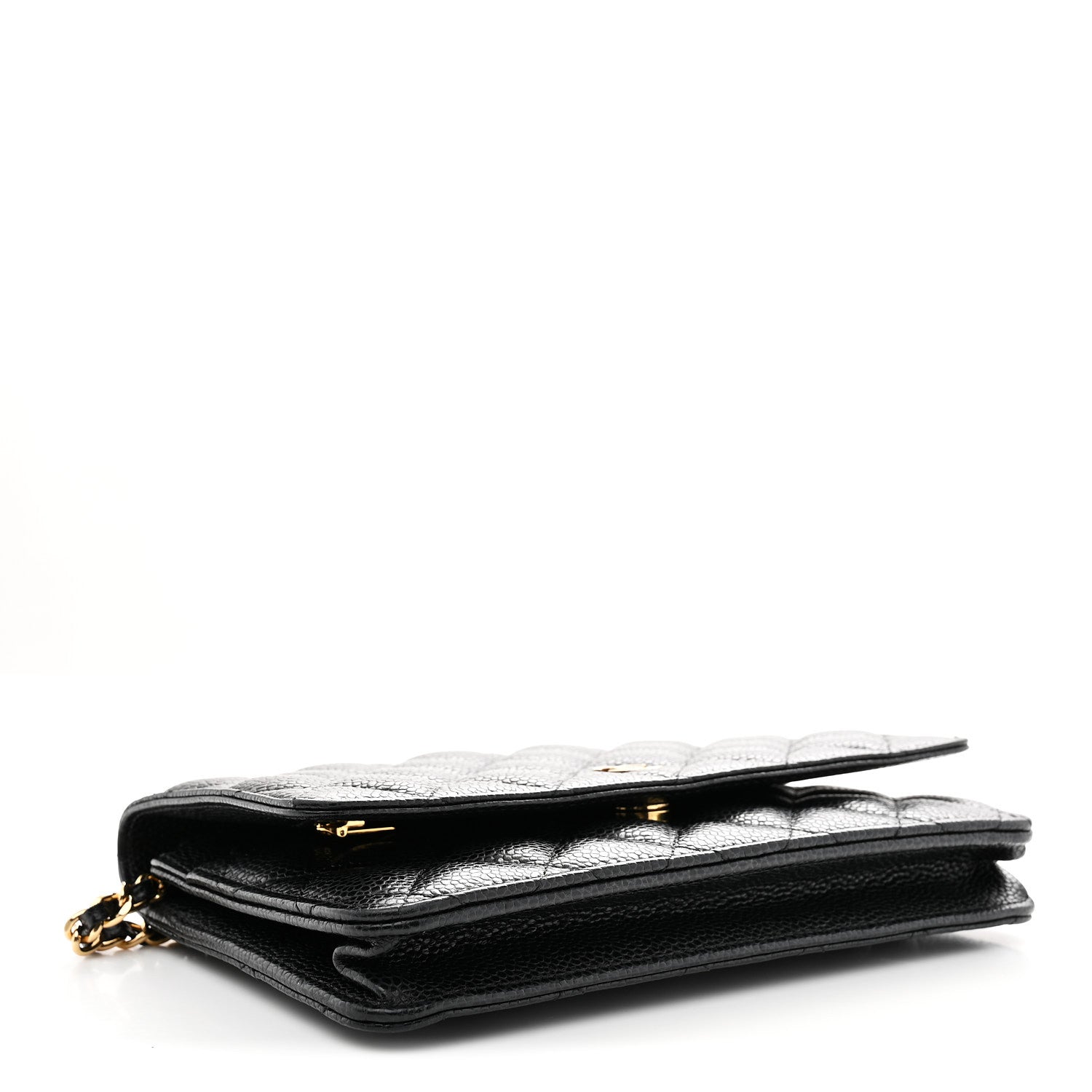 Caviar Quilted Wallet on Chain WOC Black