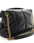 Lambskin Quilted Small Loulou Puffer Monogram Chain Satchel Black