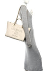 Caviar Small Studded Deauville Tote Ivory