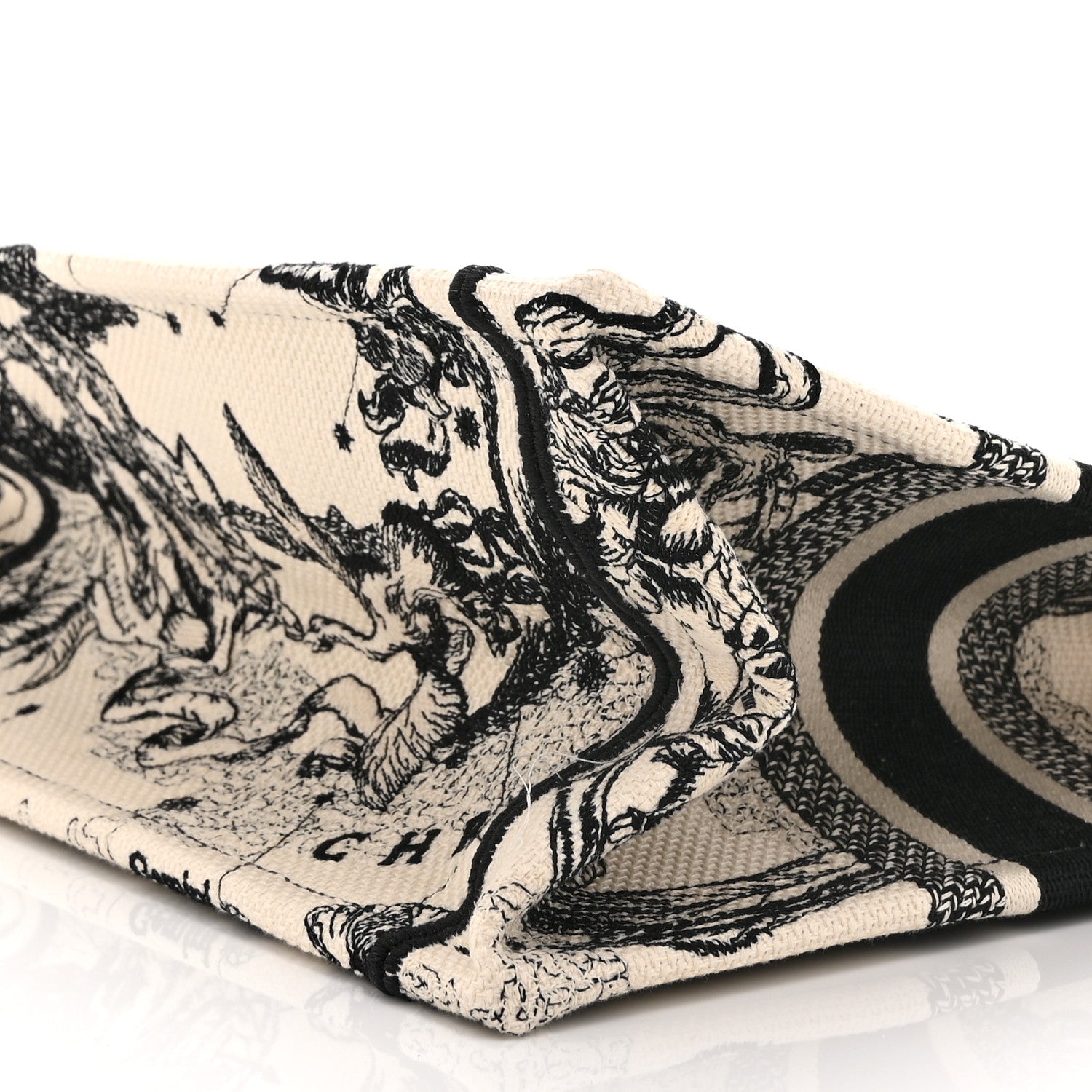 Canvas Embroidered Small Zodiac Toile De Jouy Book Tote Latte