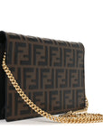 Vitello Cruise F is FNDI Bi-Color FF 1974 Embossed Medium Envelope Wallet On Chain Black Maya
