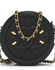 Caviar Quilted Round Filigree Crossbody Black