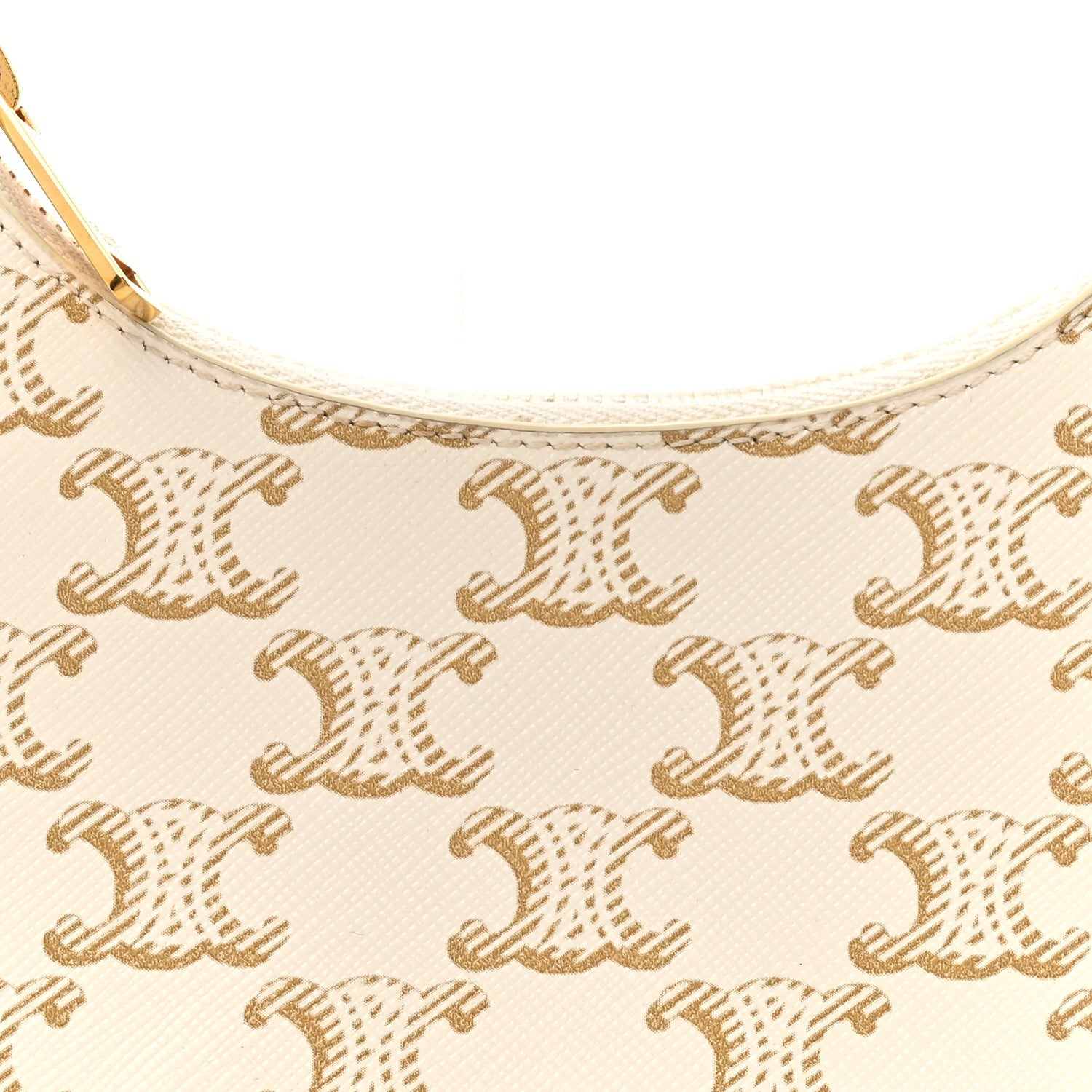 Canvas Calfskin Mini Ava Triomphe Shoulder Bag White