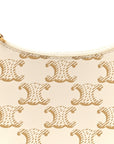 Canvas Calfskin Mini Ava Triomphe Shoulder Bag White