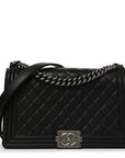 Calfskin Quilted New Medium Boy Flap Black