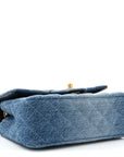 Washed Denim Quilted Mini Rectangular Flap Blue