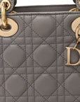 Lambskin Cannage Small Lucky Badges My Lady D1OR Grey