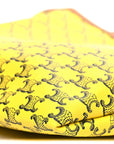 Triomphe Canvas Calfskin Medium Flat Shopper Tote Yellow Navy