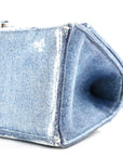 Nappa Denim Printed Small Hourglass Top Handle Bag Denim Blue