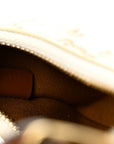 Canvas Calfskin Mini Ava Triomphe Shoulder Bag White