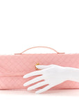 Nappa Intrecciato Long Andiamo Top Handle Clutch Rose