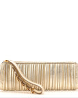 Metallic Nappa Plisse Long Clutch Gold