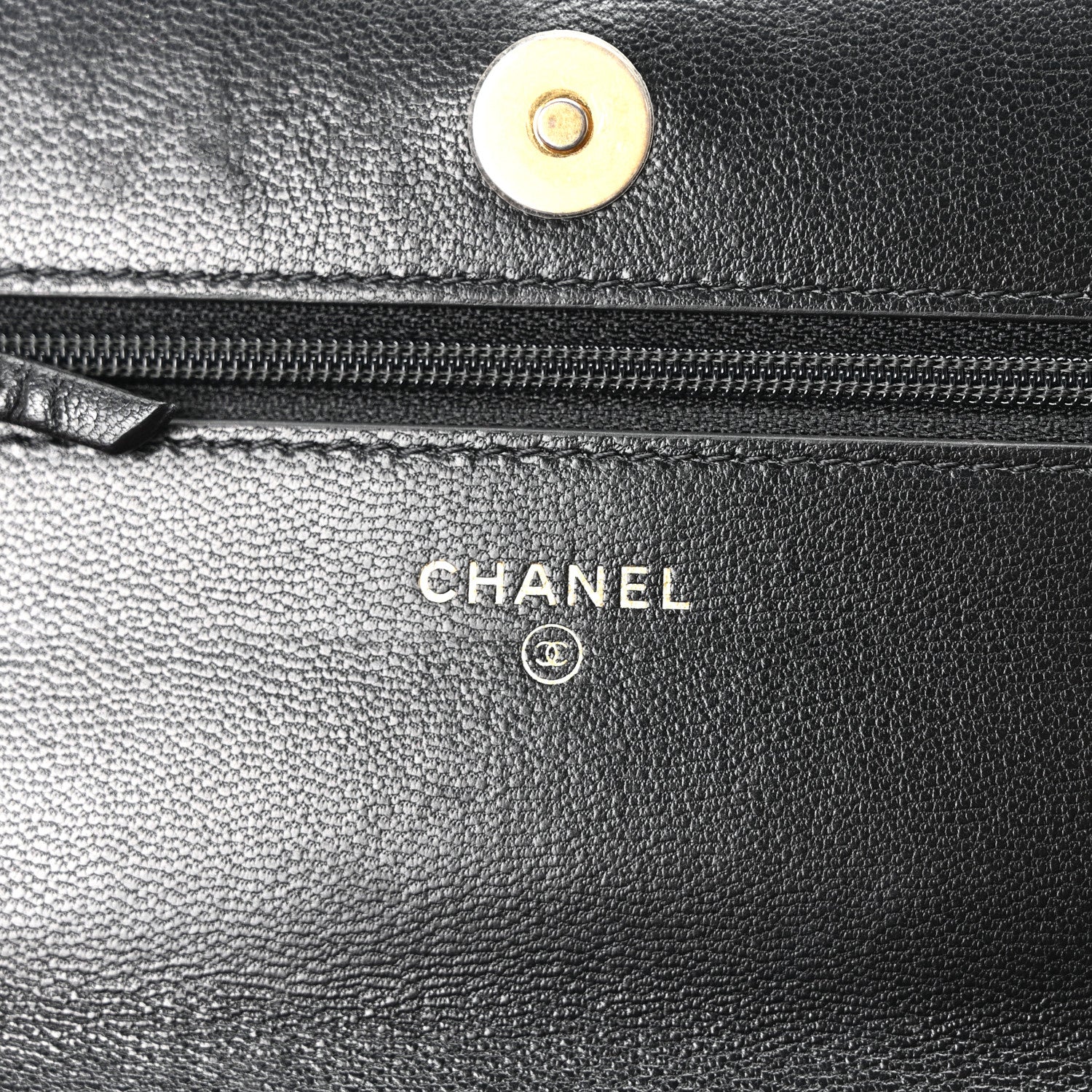 Lambskin Quilted CHNL 19 Wallet On Chain WOC Black