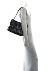Lambskin Quilted Medium Loulou Puffer Monogram Chain Satchel Black