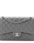 Caviar Quilted Jumbo Double Flap Grey
