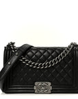 Lambskin Quilted Medium Boy Flap Black