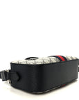 GG Supreme Monogram Textured Dollar Calfskin Web Small Ophidia Camera Bag Beige Blue