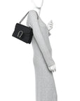 Pebbled Calfskin Small Dionysus Shoulder Bag Black