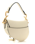 Grained Calfskin Mini Saddle Bag White