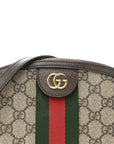 GG Supreme Monogram Textured Dollar Calfskin Web Small Ophidia Dome Shoulder Bag Beige Ebony New Acero