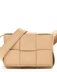 Lambskin Maxi Intrecciato Extra Mini Cassette Crossbody Bag Almond