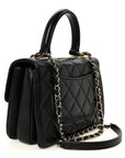 Lambskin Quilted Small Trendy CC Dual Handle Flap Bag Black