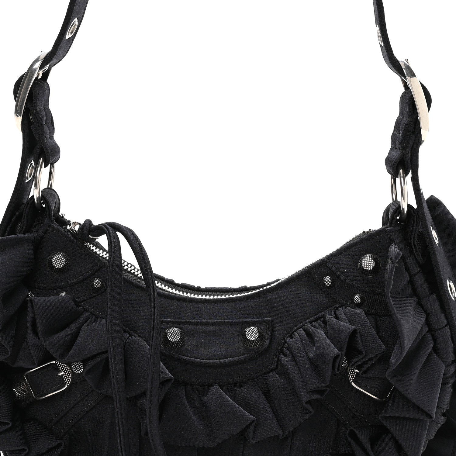 Ruffled Jersey Le Cagole Shoulder Bag XS Black
