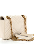 Calfskin Matelasse Mini GG Marmont Shoulder Bag White