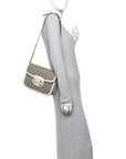 GG Supreme Monogram Horsebit 1955 Shoulder Bag Beige Mystic White