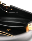 Raffia Calfskin Capucines MM Black Ecru