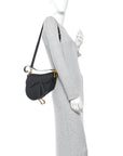 Grained Calfskin Saddle Bag With Strap Black