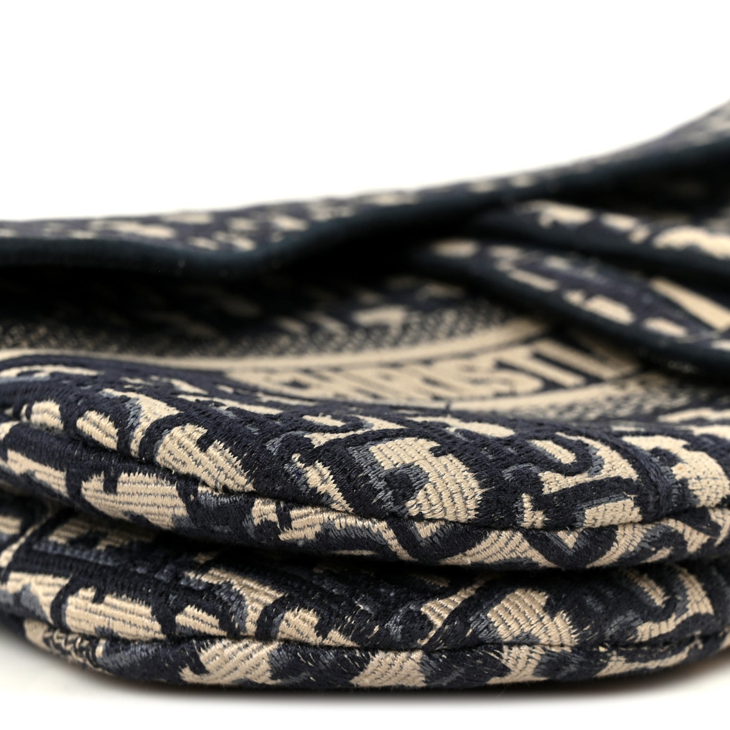 Oblique Embroidered Saddle Bag Blue