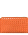 Nappa Intrecciato Zip Around Wallet Orange