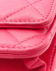 Lambskin Quilted Trendy CC Wallet On Chain WOC Dark Pink