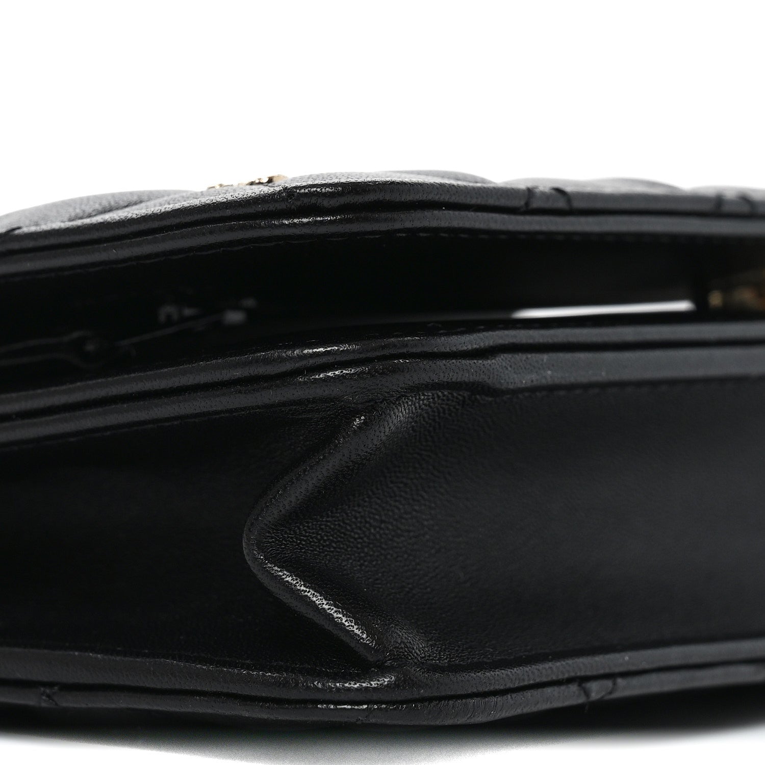 Lambskin Quilted All About CHNL Charm Wallet On Chain WOC Black