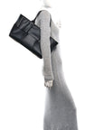 Nappa Maxi Intrecciato Medium Arco Tote Black White