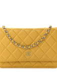 Lambskin Quilted Wallet On Chain WOC Yellow