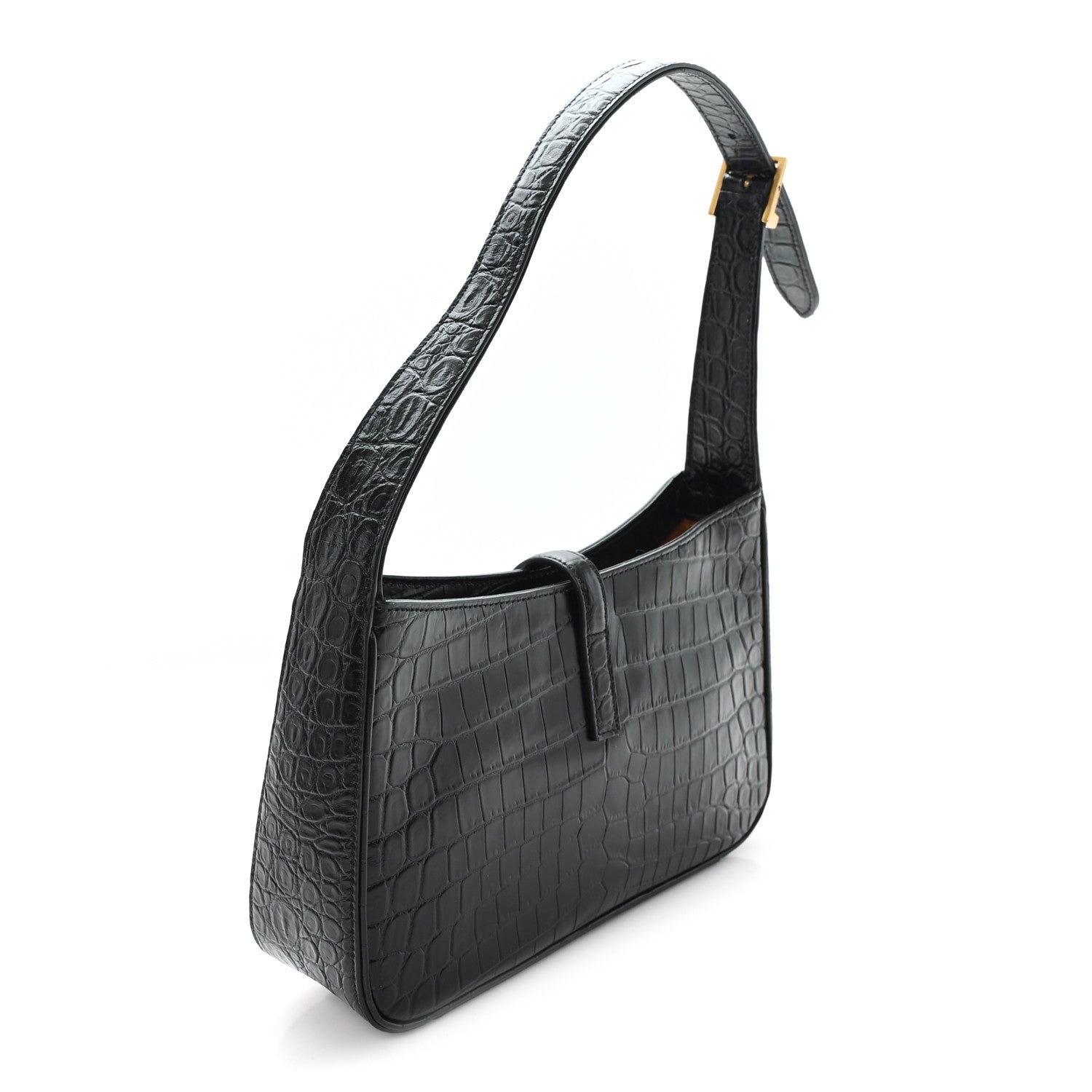Calfskin Crocodile Embossed LE 5 A 7 Hobo Black